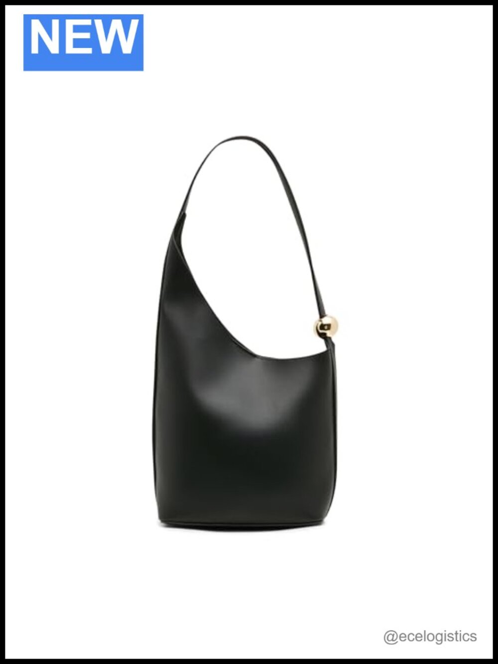 Asymmetrical Bucket Shoulder Bag Faux Leather Magnetic Snap